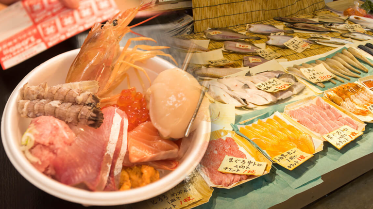 อร่อยเพลิดเพลินกับข้าวหน้าซีฟู้ดสดๆที่ ตลาดปลาฟุรุคาวะ อาโอโมริ